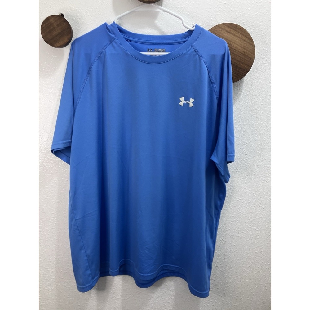 Under Armour Shirt Mens 2XL Blue Loose Heatgear Short Sleeve